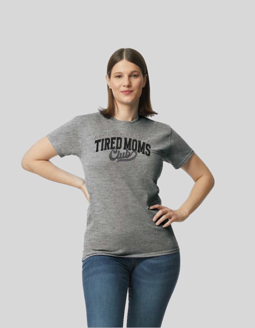 Embroidered "Tired Moms Club" Tee – Sleep Deprived But Still Alive