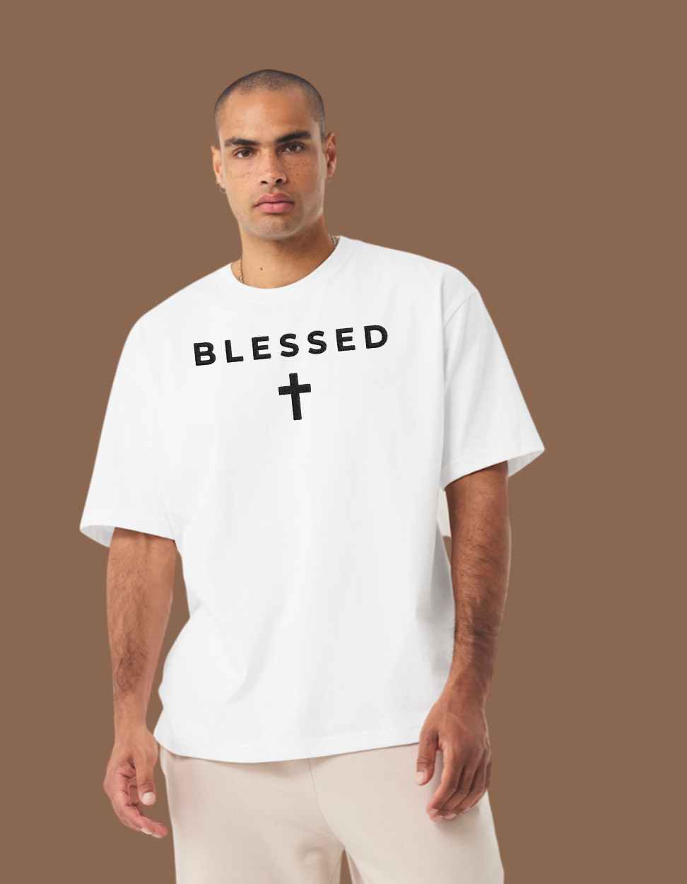 Embroidered "Blessed" Cross T-Shirt – Premium Streetwear