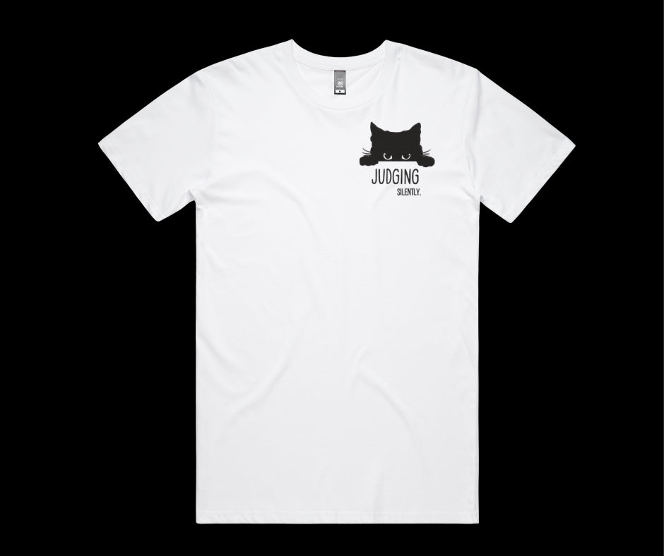 Peeking Cat "Judging Silently" Graphic Tee | Funny Kitten T-Shirt