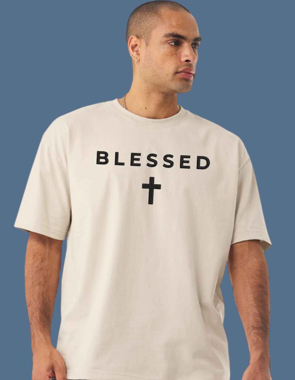 Embroidered "Blessed" Cross T-Shirt – Premium Streetwear