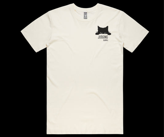 Peeking Cat "Judging Silently" Graphic Tee | Funny Kitten T-Shirt