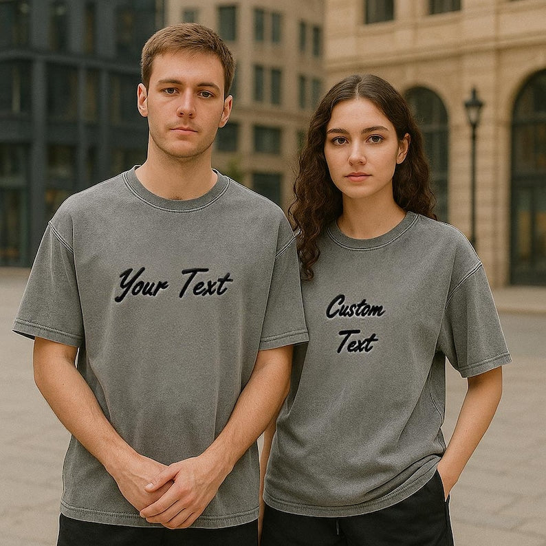 Personalized Custom Text Embroidered Tee | Minimalist Premium Cotton