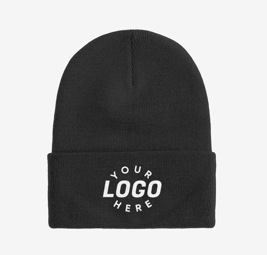 Custom Embroidery Beanie Hat Black with White Embroidery Premium Knit Material Personalized Style for Everyone